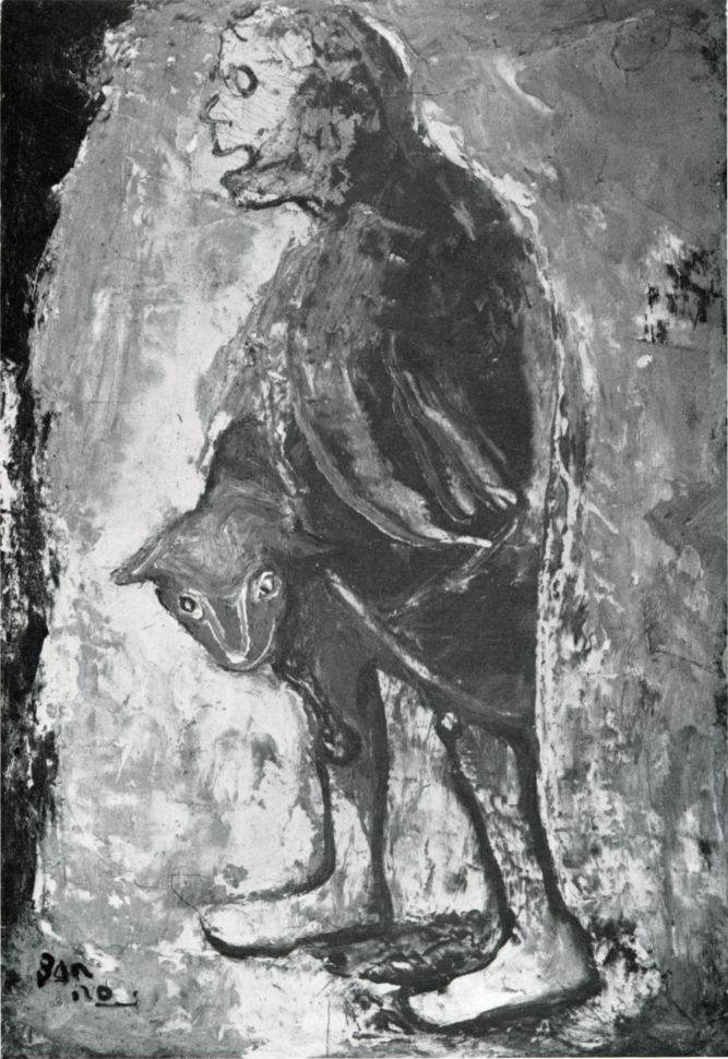 小山羊をだく盲人