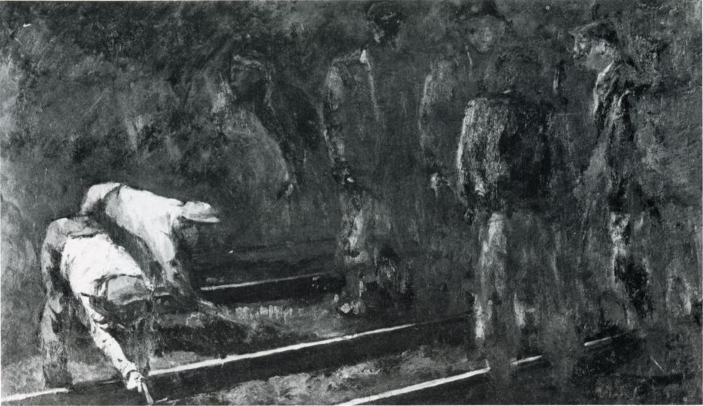 灰色の風景　夜の保線工事