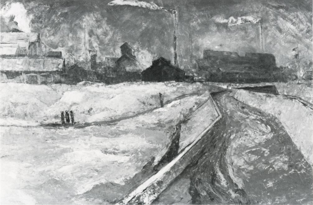 灰色の風景　冬の工場地帯